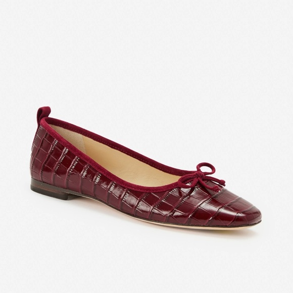 J. McLaughlin Anastasia Crocodile Leather Flats in French Merlot - Picture 1 of 7